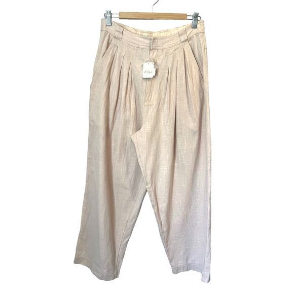 NWT Free People Women's 100% Cotton Balloon Pleated Pants sz. 6 Pale Pink